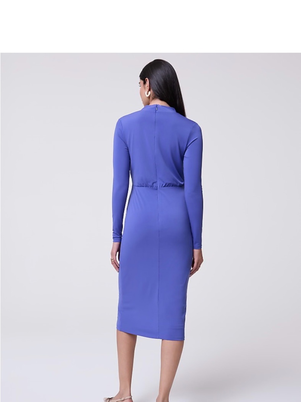 Ann Taylor NWT Wrap-Front Long Sleeve Midi Dress in Periwinkle - Picture 2 of 2